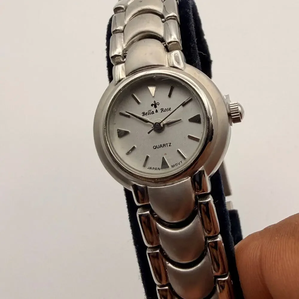 Elegant Bella & Rose Silver Quartz Ladies Bracelet Watch Working New Battery